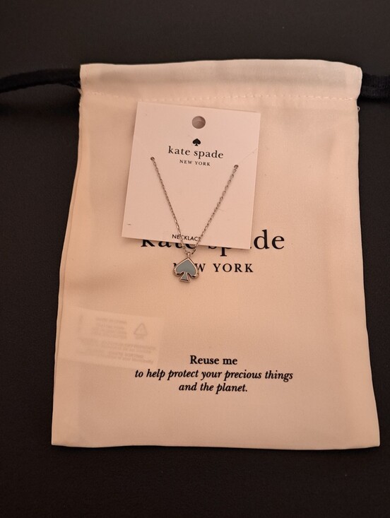 kate spade Jewelry - Kate Spade silver necklace with pale blue spade charm NWT